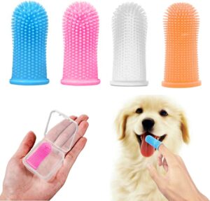 Cepillo de dientes para perros Bileumec, kit de cepillo de dientes para dedos (paquete de 4)