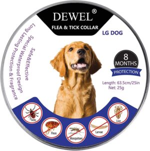 DEWEL Collar contra Pulgas Garrapatas y Mosquitos para Perros y Gatos, Control Antipulgas Sirve 8 Meses de Protección