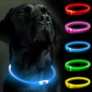 Collar luminoso para perro con luz led recargable, banda luminosa para perros de tamaño ajustable con tres modos de luz, seguridad para tu perro por la noche