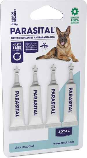 Zotal 4 Pipetas Repelentes 100% Natural para Perros Grandes Parasital