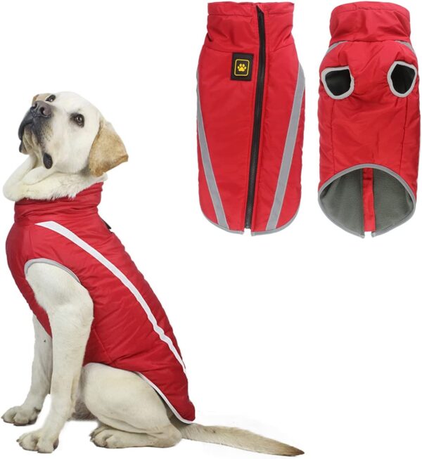 Chaqueta de Invierno para Perros, Chaqueta Cálida para Perros Medianos y Grandes, Ropa Impermeable de Lana Reflectante para Cachorros, para Labradores, Bulldogs y Samoyedos