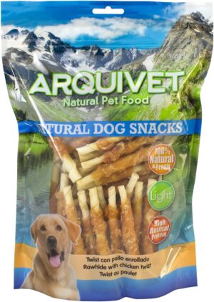 Arquivet Twist con pollo enrollado - Snacks Naturales para perros - Chuches para perros - Golosinas para perro - Premios para tu mascota - 13 cm - 1 kg