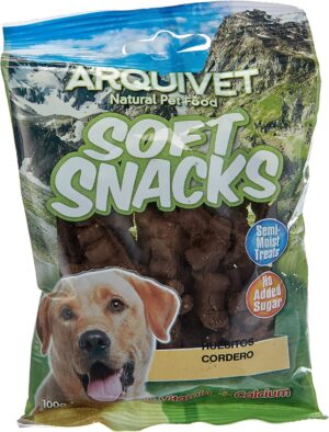 RQUIVET Soft Snacks Huesitos Cordero 100 gr para Perro - Aperitivos para Perro en Forma de Hueso - Chuches, recompensas y premios caninos - Alimento complementario