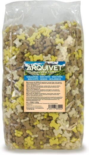 Arquivet Biscuits - Galletas para perros - Snacks para perros - Mini huesos de vainilla - Premios, chuches y golosinas - Alimento complementario perros - 2,5 kg